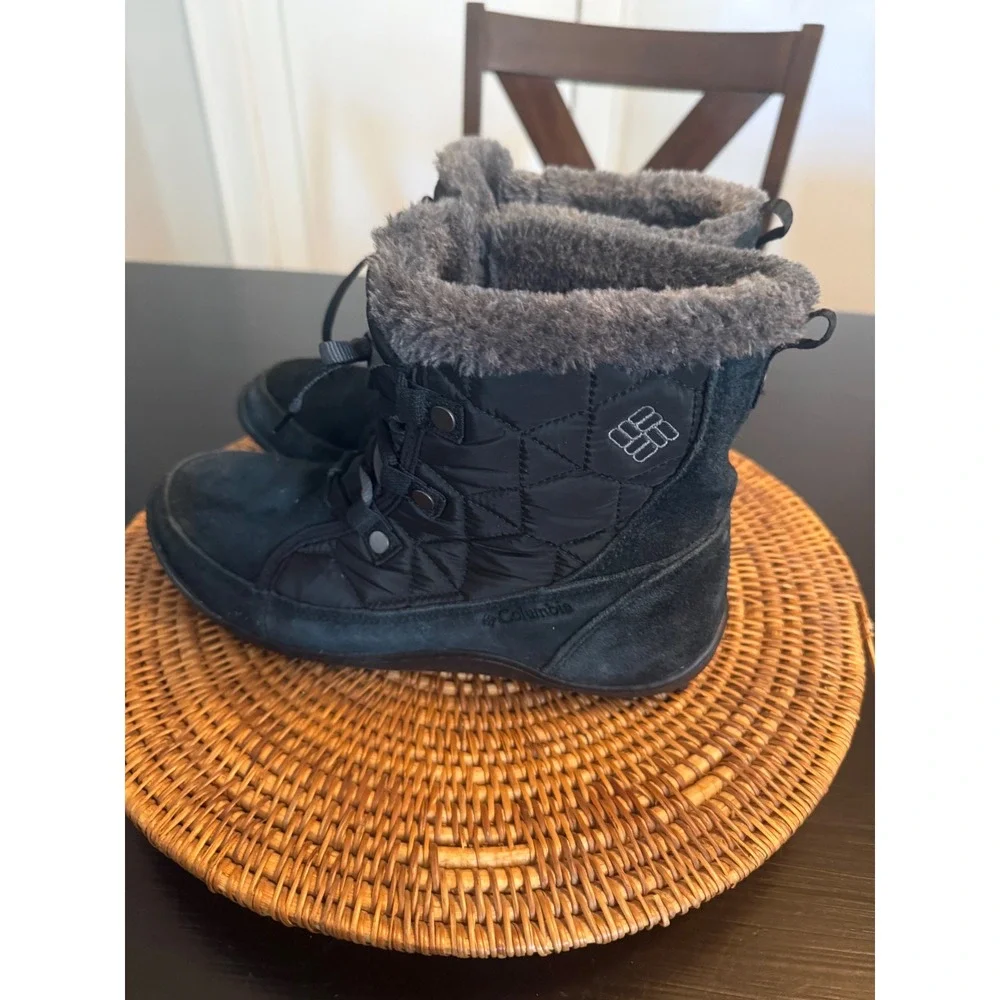 Columbia Minx‎ Mid II Omni-Heat Waterproof Winter Boots Black Suede 9.5 YL5251
